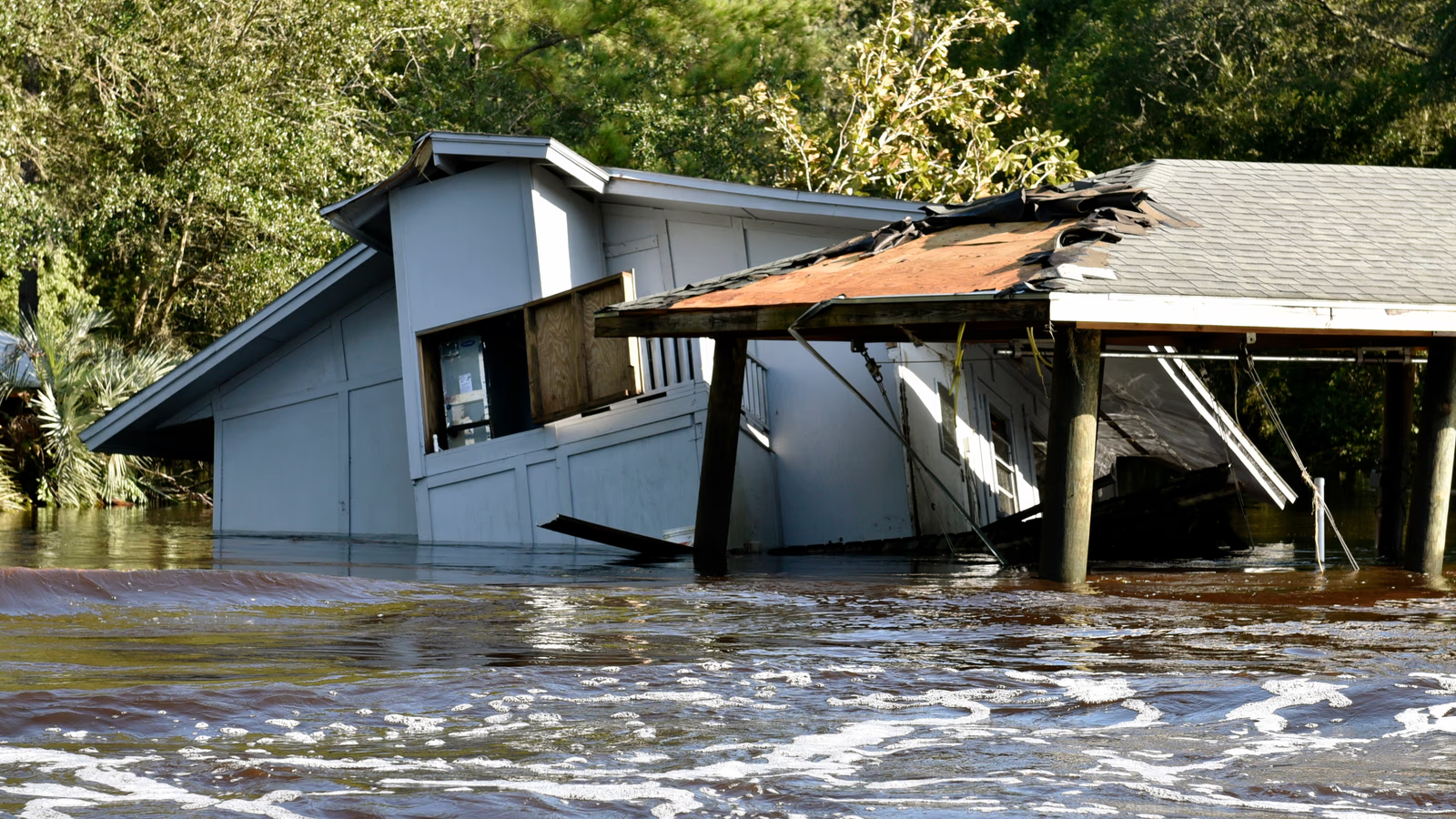 Flooded residential area in Miami-Dade during hurricane season affecting septic system infrastructure
