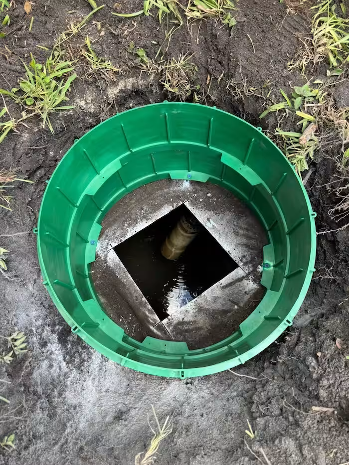 Septic tank service in progress